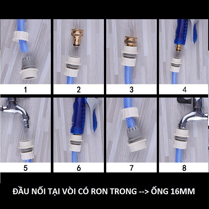 [ 1 CÁI ] ĐẦU KHỚP TRẮNG 16mm CÓ RON RA NỐI ỐNGNƯỚC MỀM 16mm - 714
