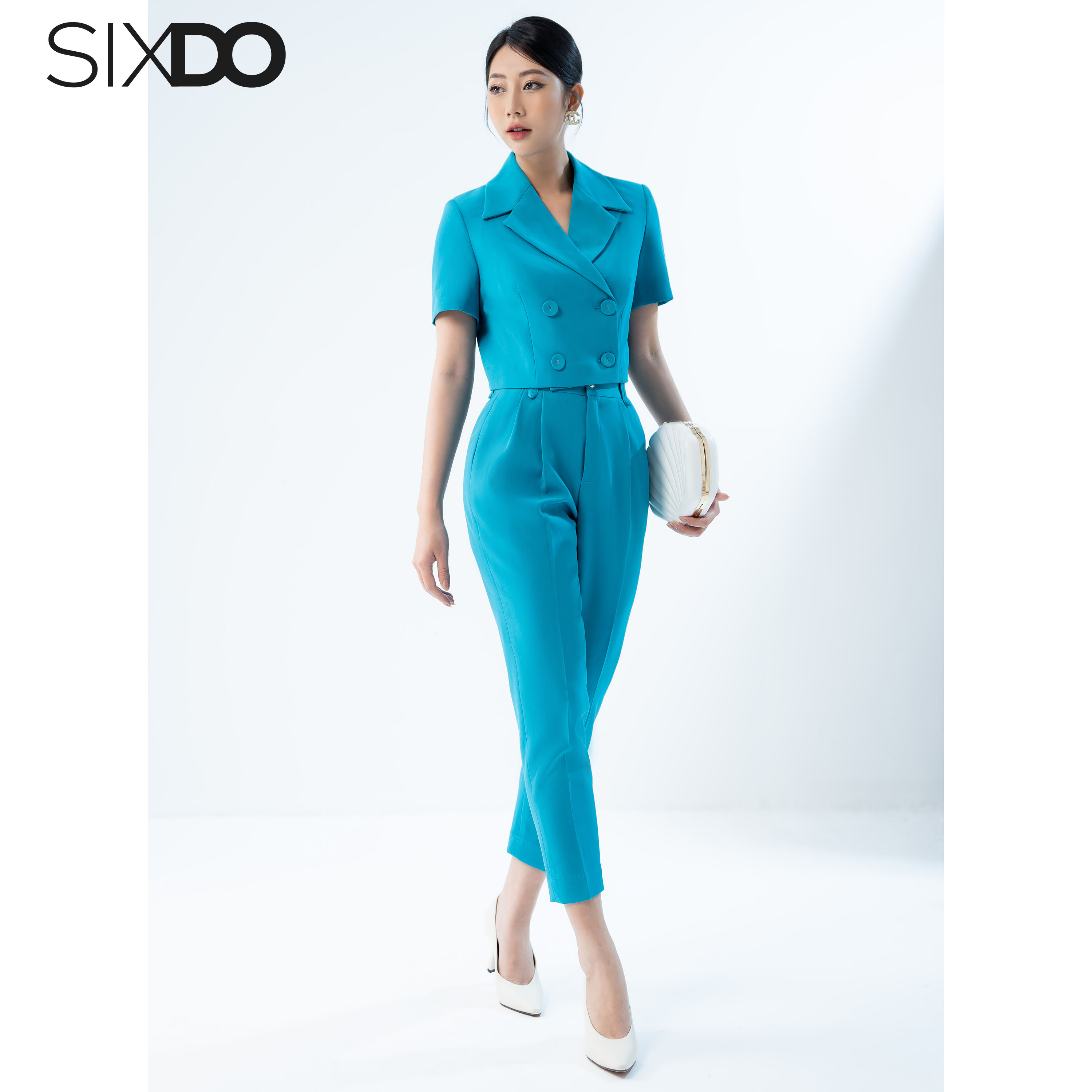 Áo Vest nữ xanh dáng lửng thời trang SIXDO (Sky Cropped Vest)