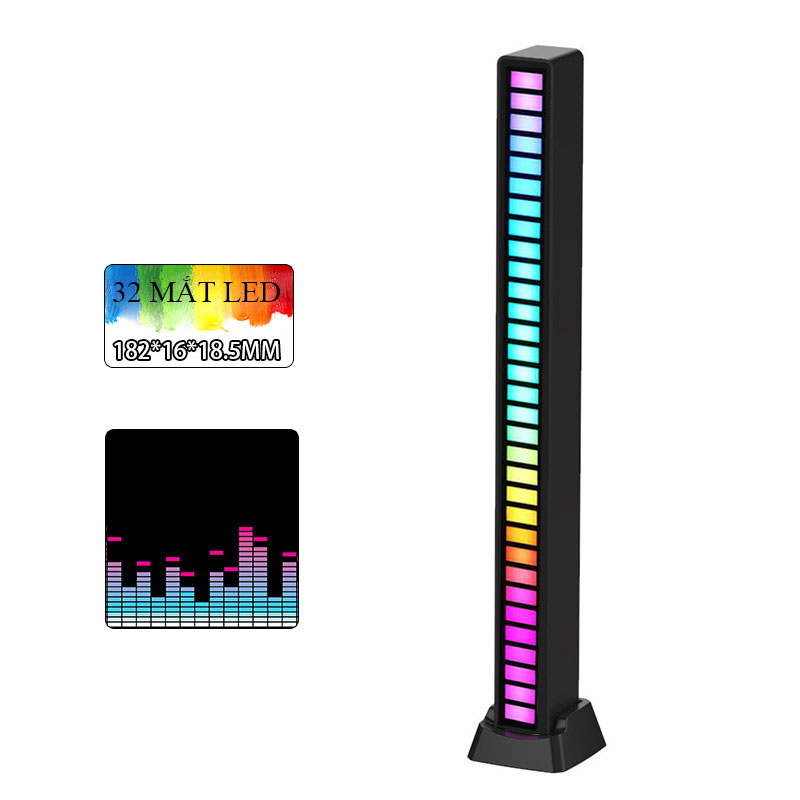 Thanh đèn Led RGB nháy theo nhạc, cảm biến âm thanh siêu nhạy, có chân đế trang trí bàn làm việc cos