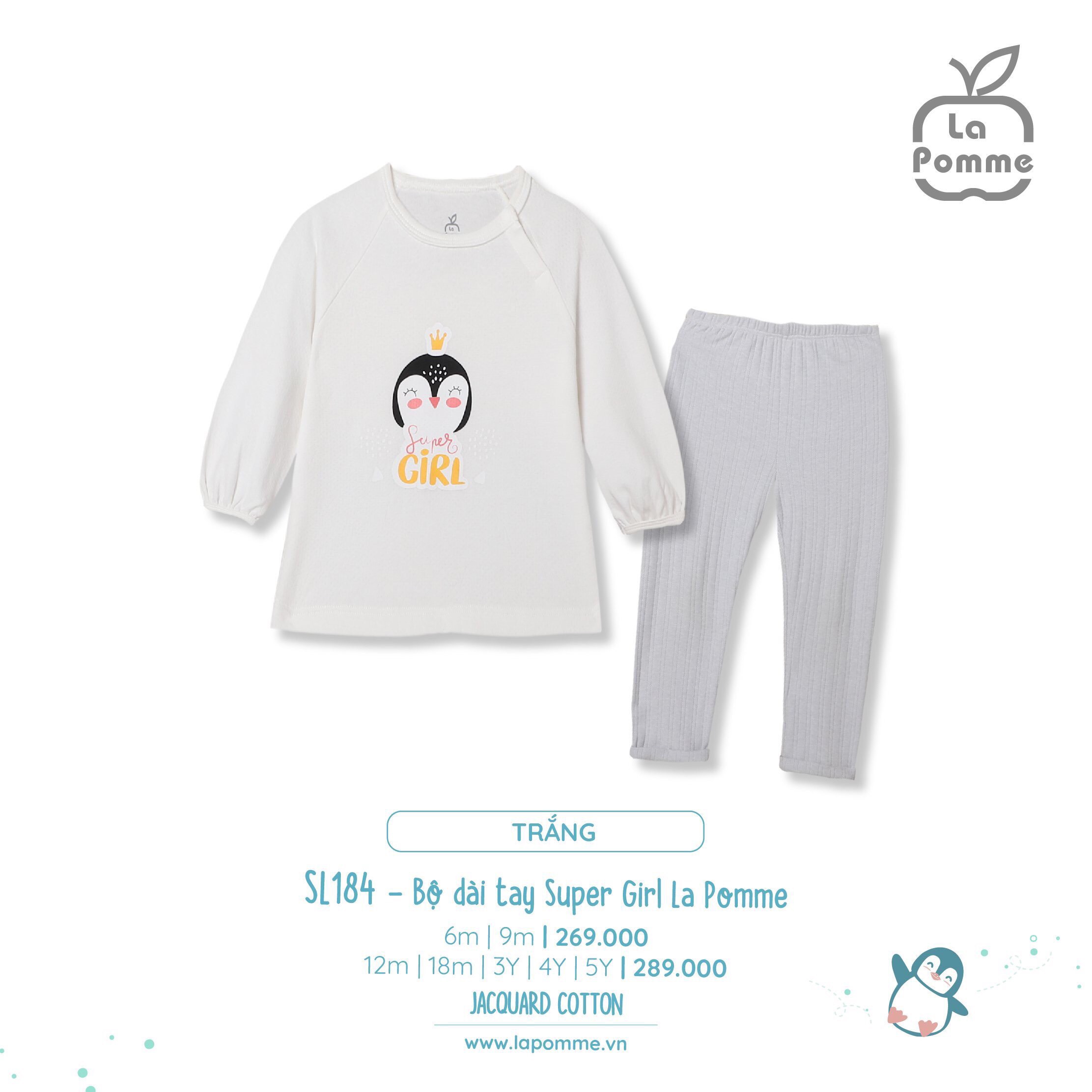Bộ dài tay super girl trẻ em SL184 La Pomme