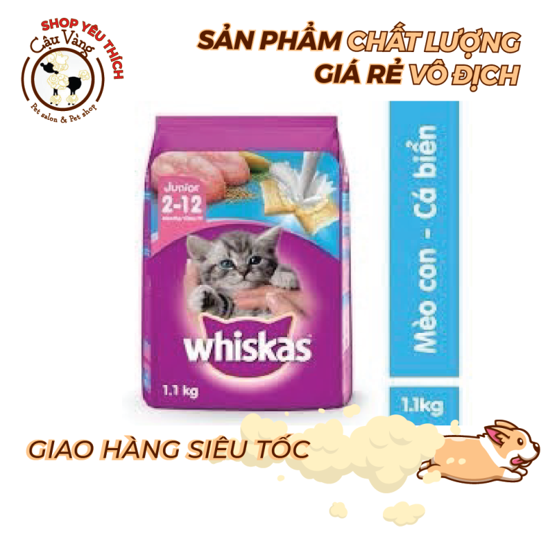 [1KG1] Thức ăn hạt dành cho mèo  nhỏ Whiskas vị cá biển và sữa