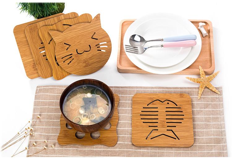 Miếng Lót Nồi, Chén CÁch Nhiệt Bằng Gỗ Nhiều Hình