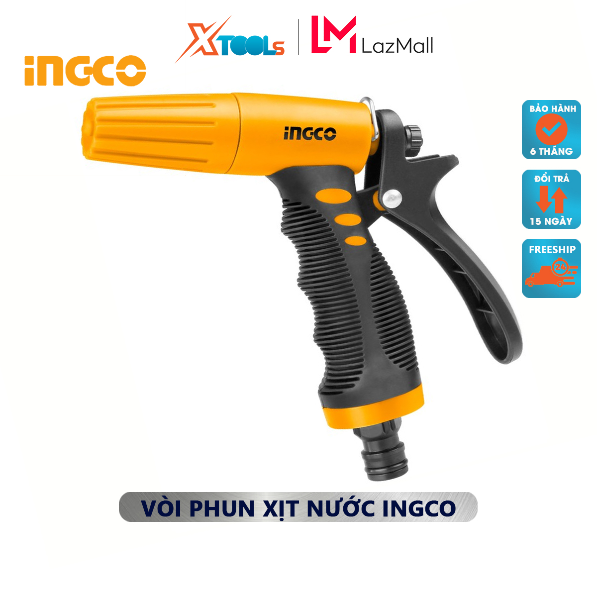 Nozzle spray water ingco HWSG032 | Spary nozzle multi-purpose made from ABS plastic, there are 3 water spray type, durable garden watering, car wash, water the plant [XTools] [xsafe]