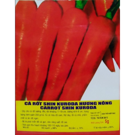 Hạt Giống Cà Rốt Shin Kuroda gói 5gram