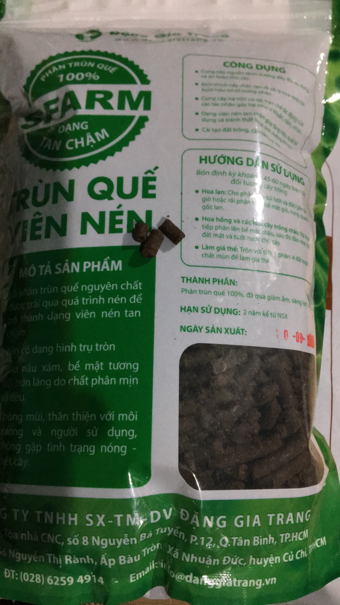 PHÂN TRÙN QUẾ SFARM VIÊN NÉN 1KG