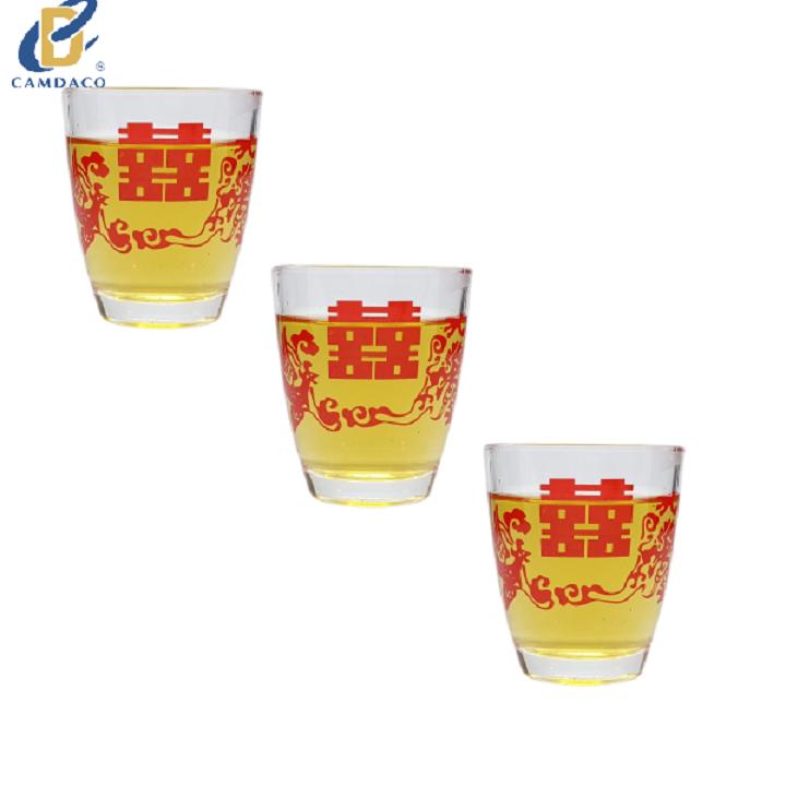 [HCM]BỘ 12 LY THỦY TINH UỐNG TRÀ 14 HẤP IN RỒNG 70ML