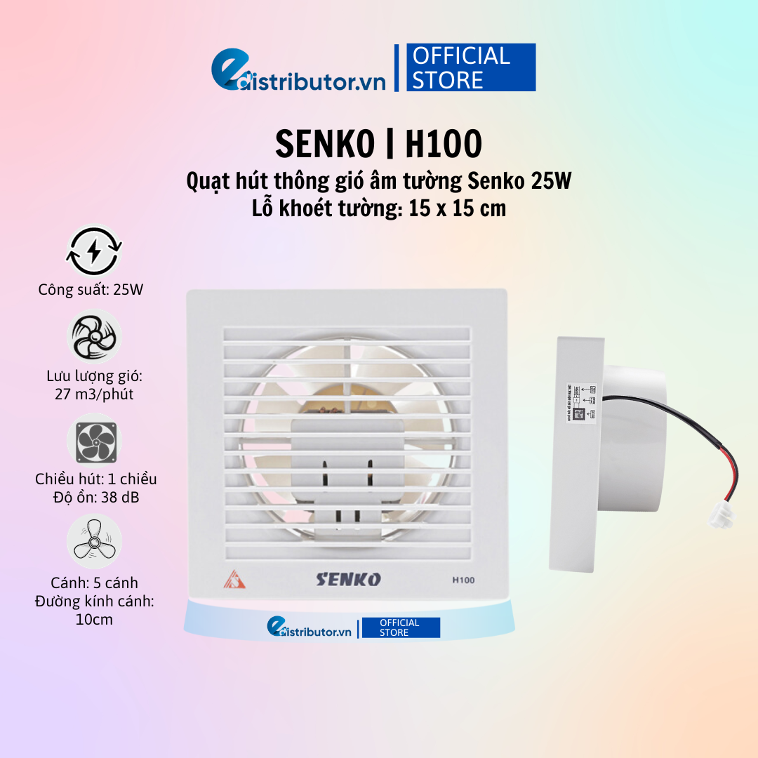 Quạt hút thông gió senko h100 - trắng - hàng chính hãng