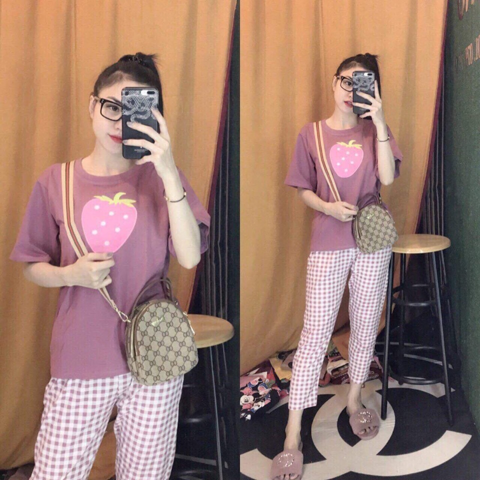 [HCM]SET BỘ THỜI TRANG THIÊU TRÁI DÂU SIÊU XINH