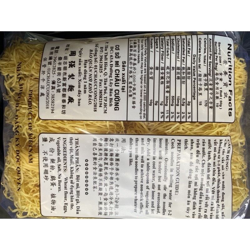 Mì hột gà Châu Cường 500gr