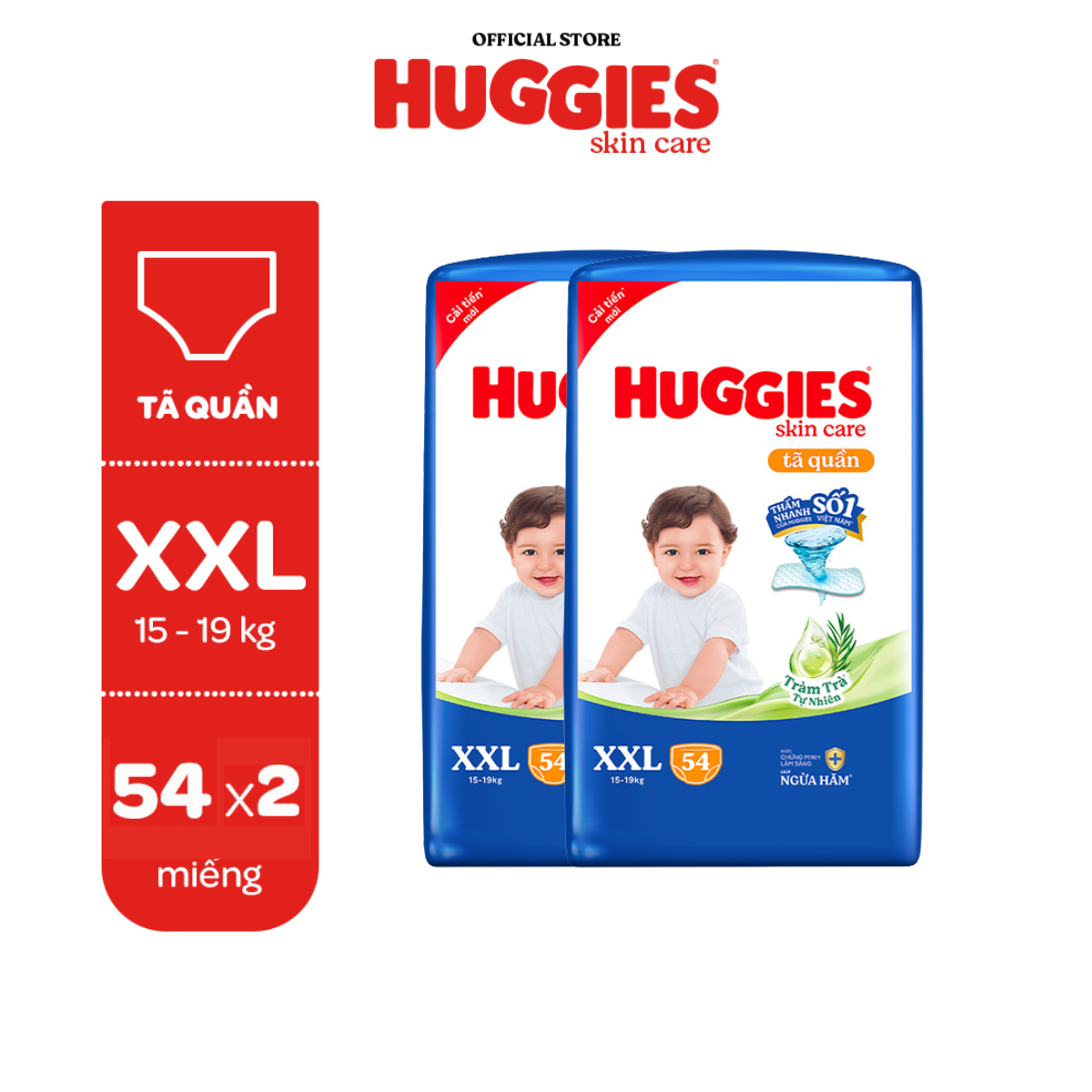  Combo 2 gói Tã bỉm quần HUGGIES SKINCARE gói M76+8 L68 XL60 XXL54 