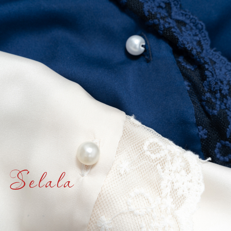 Bộ Mặc Nhà Pyjama Selala Chất Lụa Cao Cấp Phối Ren TKS01