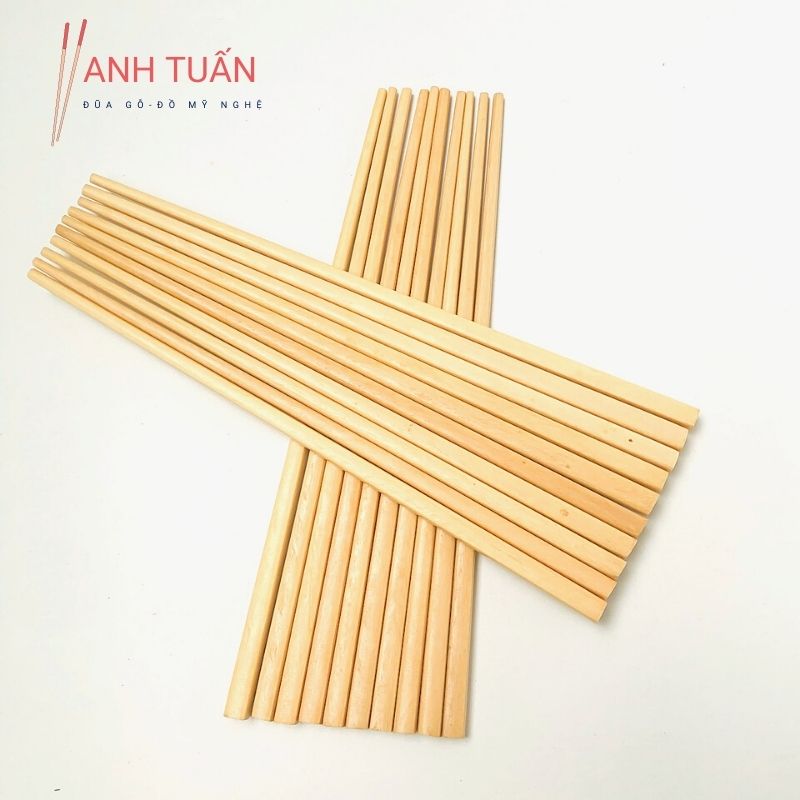 [Giá sỉ] Bộ 30 đôi đũa gỗ ăn cơm cao cấp đũa gỗ đầu nhọn LÁT HOA, đũa đẹp tự nhiên không hoá chất, không cong vênh, chống mốc, kháng khuẩn