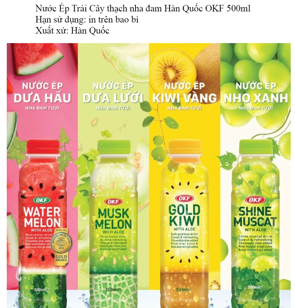 Nước Ép Dưa Lưới thạch nha đam Hàn Quốc OKF 500ml