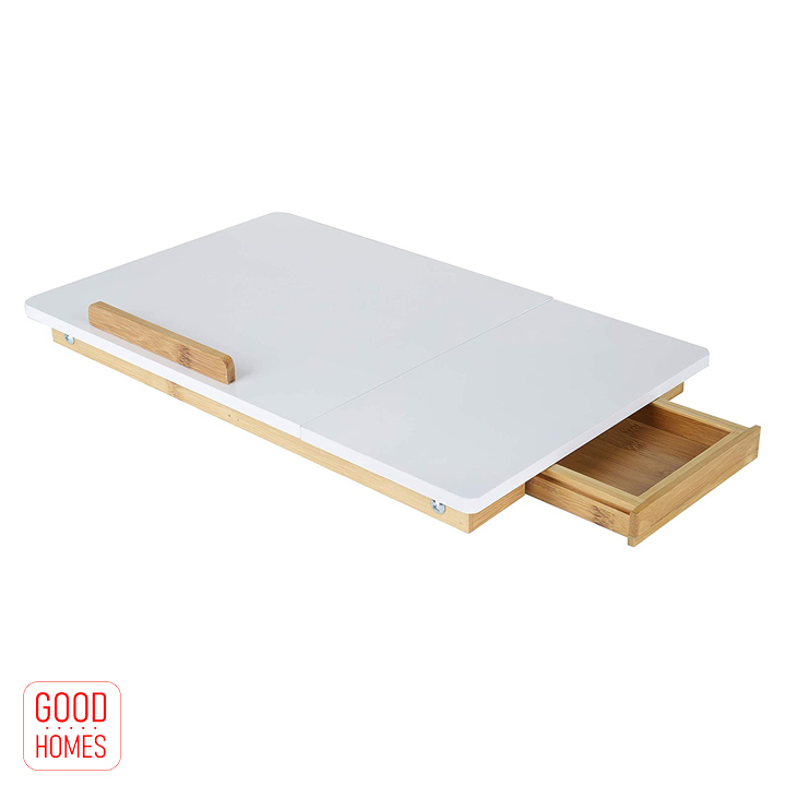 Bàn laptop gấp gọn đa năng gỗ tre [BLT01-Màu Trắng]