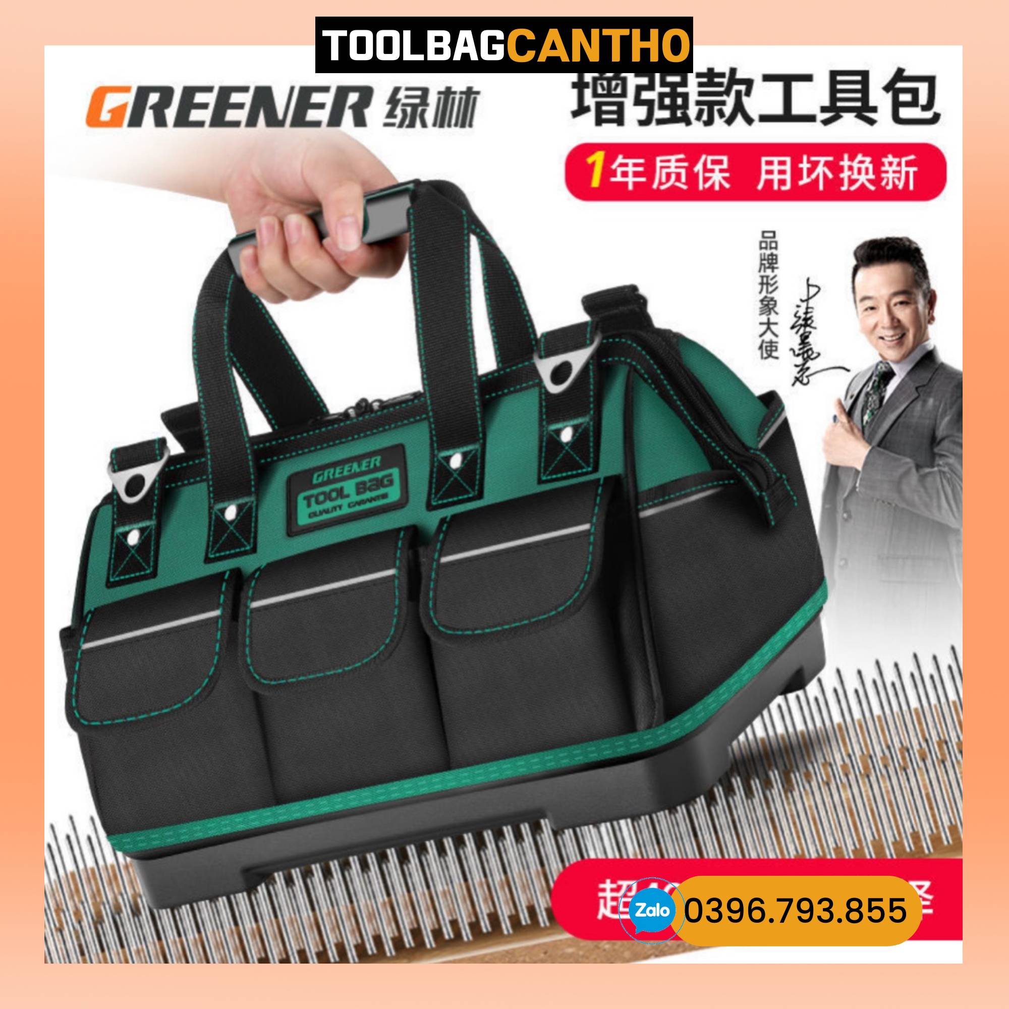 Túi xách đựng đồ nghề Greener khóa kéo thường