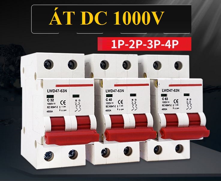 Cầu dao 1 chiều DC 1000V 2P 16A/25A/32A/63A chuyên dụng bảo vệ năng lượng mặt trời CB 1 chiều bộ ngắt mạch 1 chiêu aptomat 1 chiều