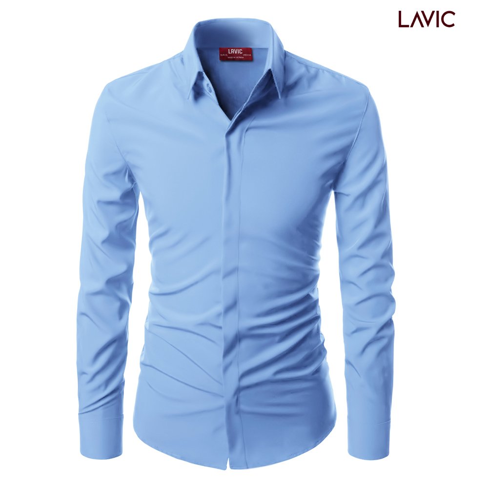 Áo sơ mi nam body, mẫu đơn giản basic giấu nút, chất vải kate lụa hàn mềm mịn LV741