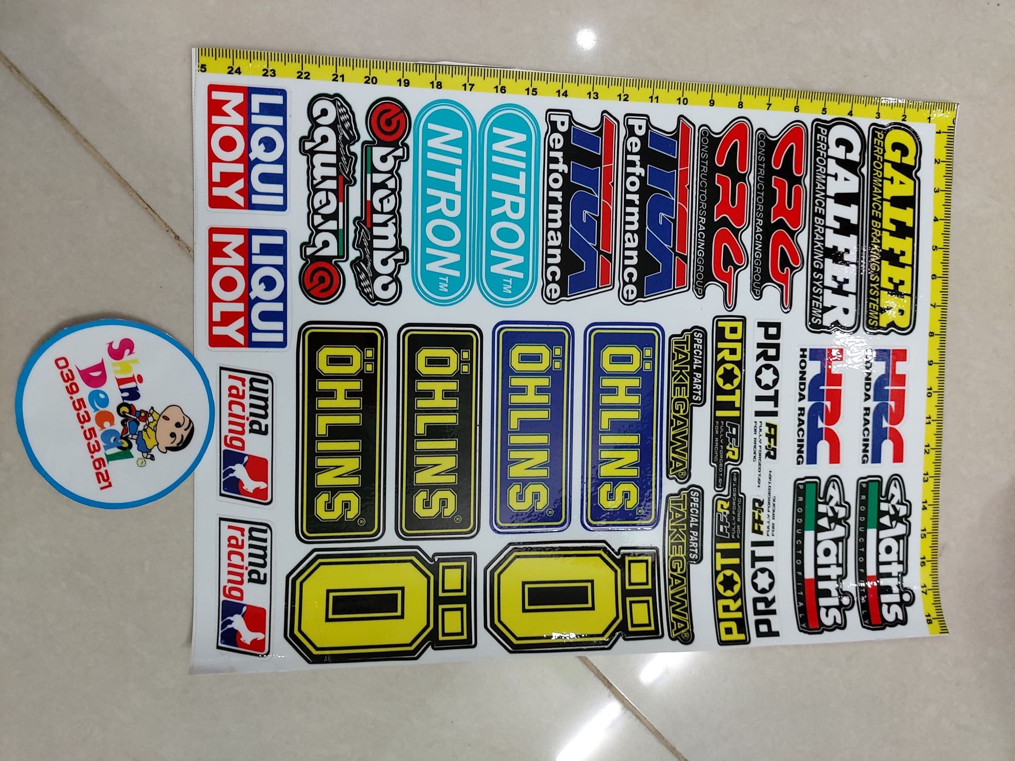 Set tem logo sticker trắng