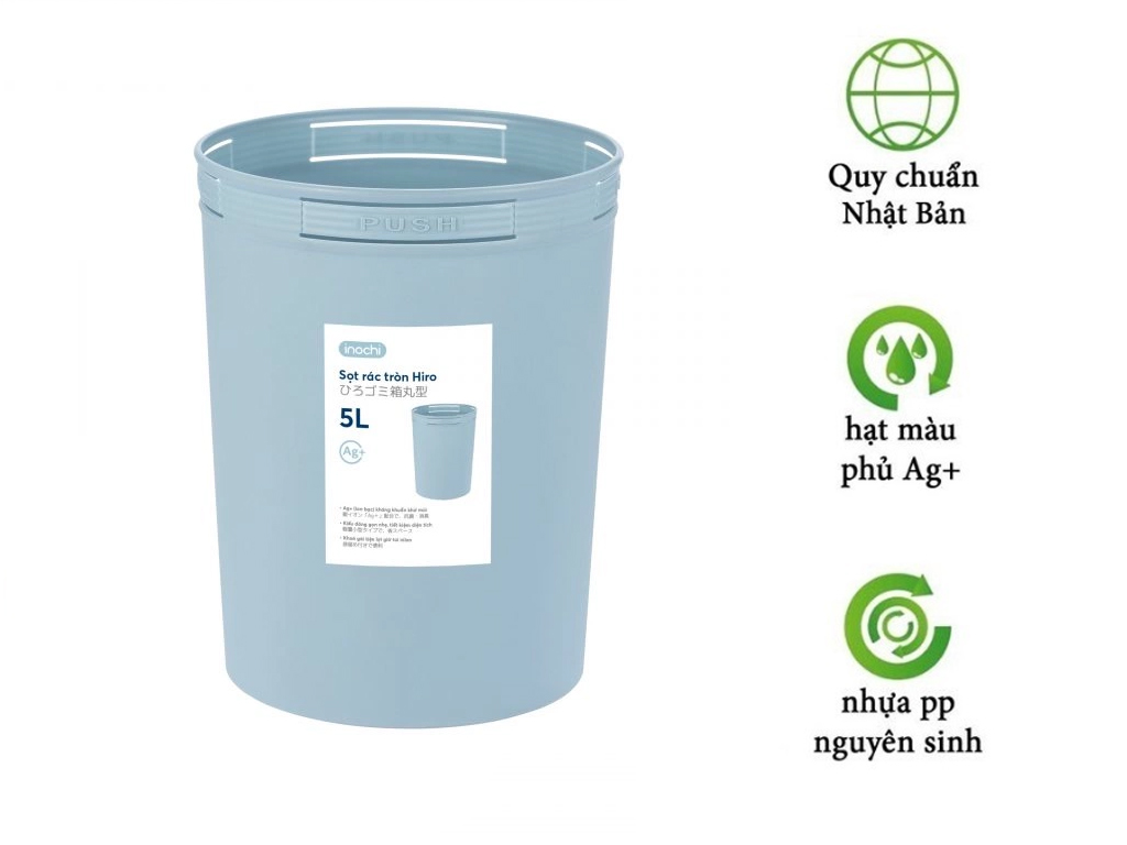 Sọt rác Hiro 5L -  màu xanh nhạt