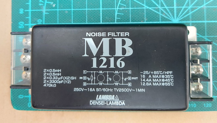 Lọc nguồn noise filter DENSEI LAMBDA model MB-1216, 250V/16A.