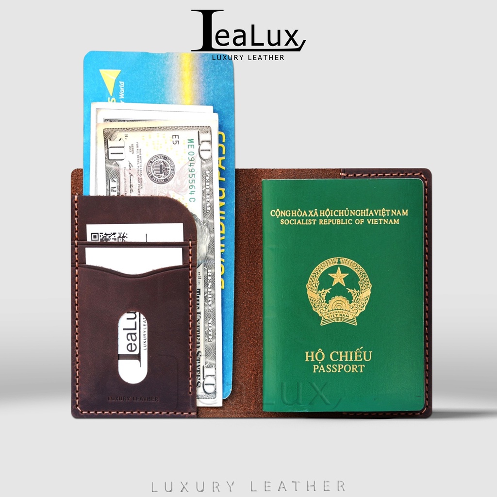 Ví Da Đựng Hộ Chiếu Handmade Da Sáp LEALUX Passport Wallet 2