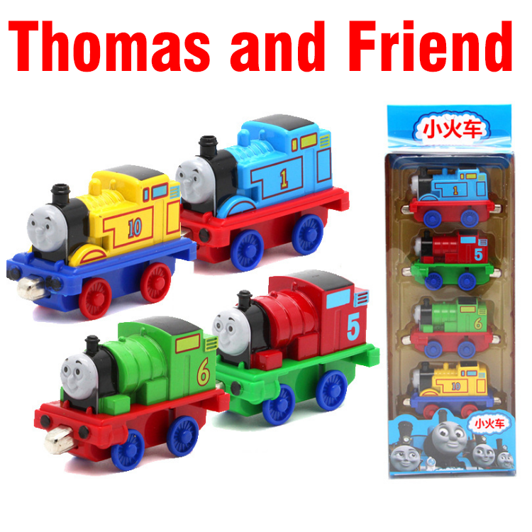 Mô hình tàu hỏa Thomas mini bằng sắt bộ 4 chiếc mô hình xe đồ chơi trẻ em