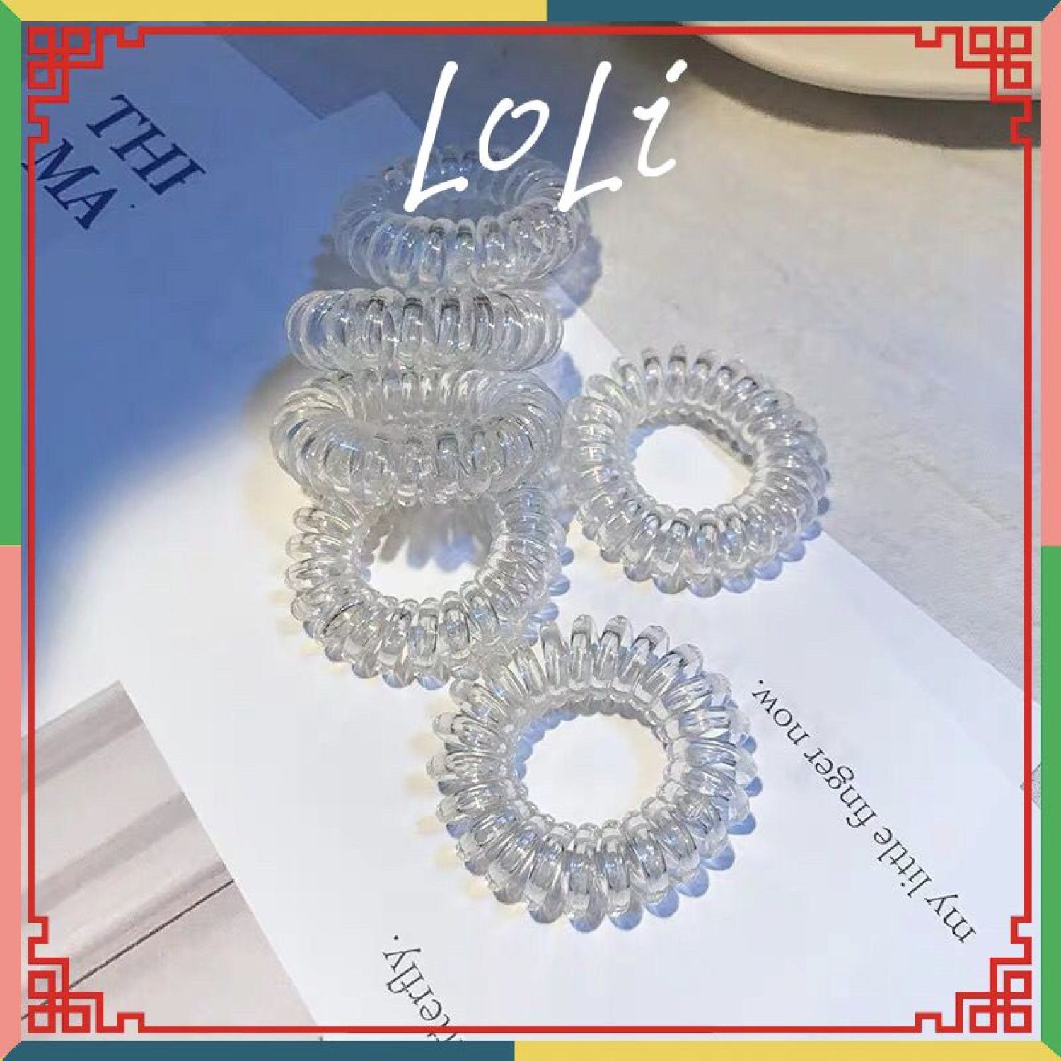 Dây cột tóc lò xo hologram màu trắng nhỏ xinh - loli