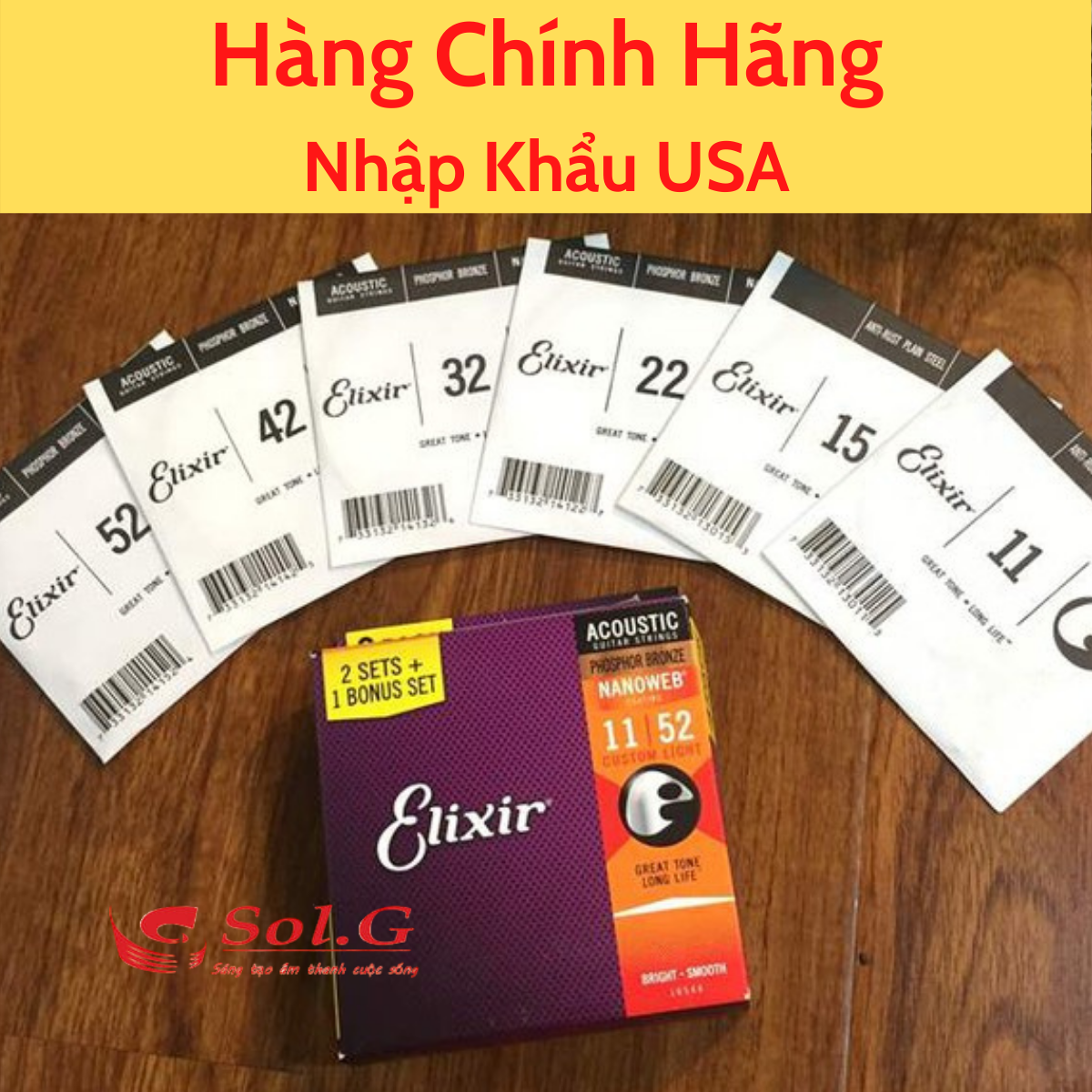 Dây Đàn Elixir Acoustic PhosPhor cỡ 11 chính hãng 16027 - Phân Phối Chính Hãng SolG