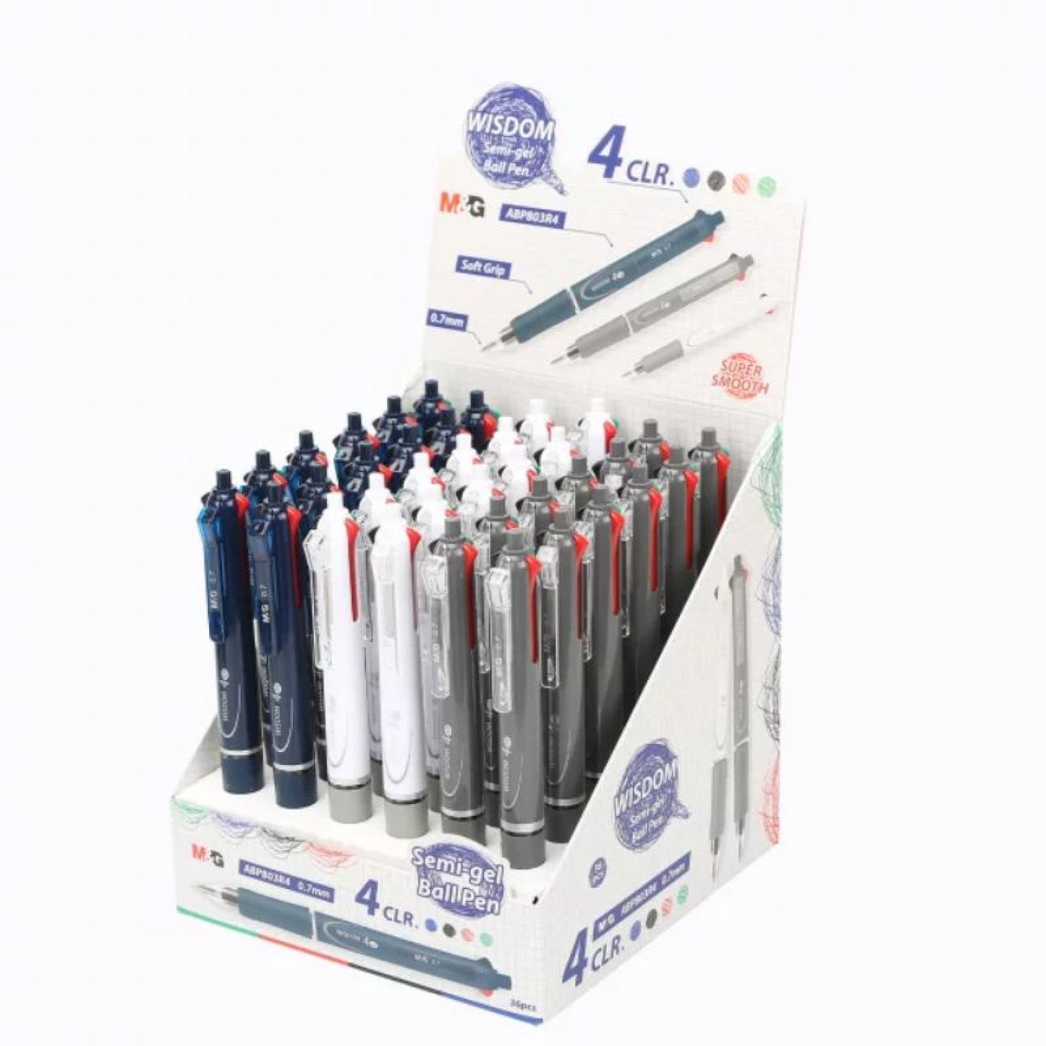 Bút bi bấm 4 ngòi 4 màu mực M&G Semi (0.7mm)