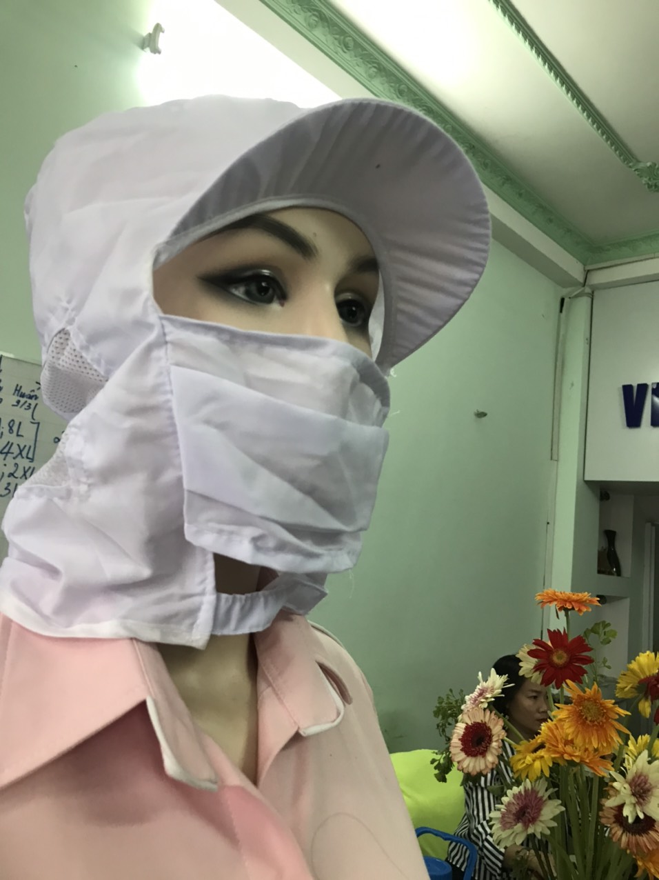 Nón khẩu trang vải mịn Thủy Sản- Thực phẩm (HÌNH THẬT) - Công ty TNHH SX TM May Việt An
