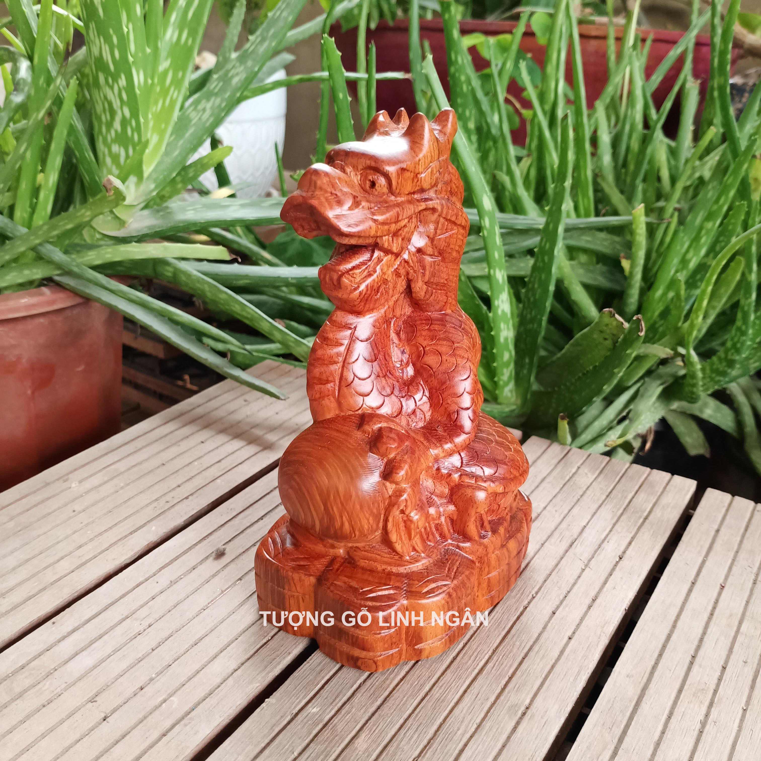 Tượng Rồng gỗ hương (cao 15, ngang 8, sâu 6 cm)