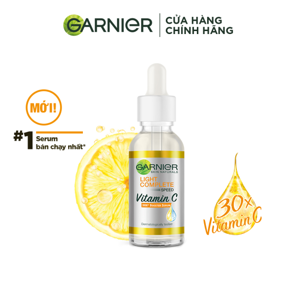 Tinh chất serum sáng da, giảm thâm mụn Vitamin C chiết xuất Yuzu tự nhiên - Garnier Light Complete 30x Booster Serum 30ml