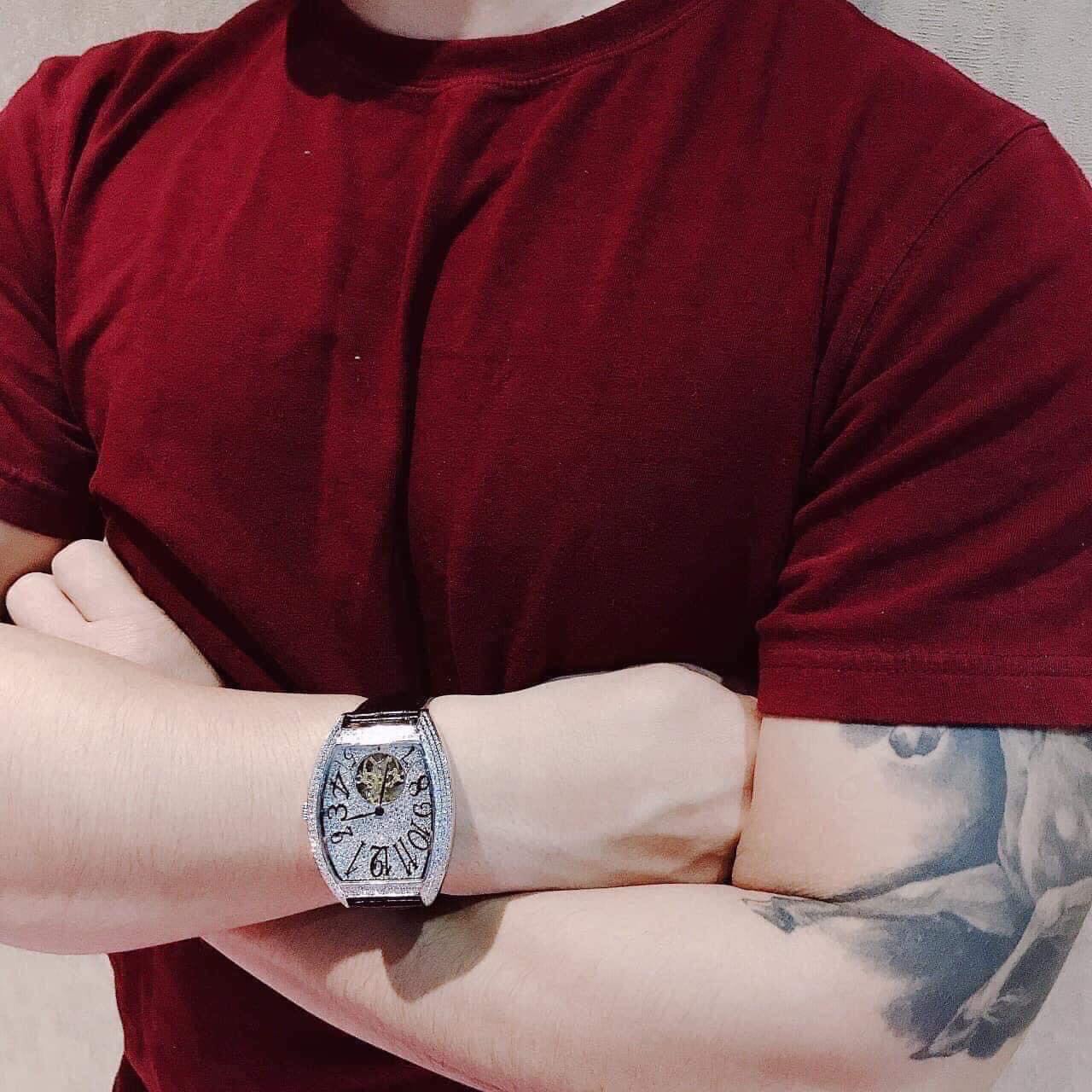 Đồng Hồ Davena Nam Automatic D31681 Dây Da Đen Silver 39x52mm Authentic