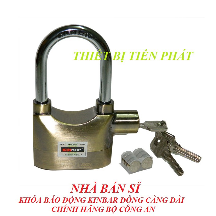 Ổ Khóa Báo Động Chống Trộm KINBAR Đồng Càng Dài (Tặng Kèm PIN ) Có Tem Chính Hãng