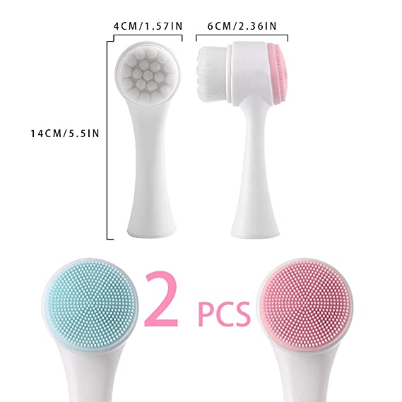 Cọ rửa mặt 2 đầu silicone mềm mại ( Màu ngẫu nhiên) Massage