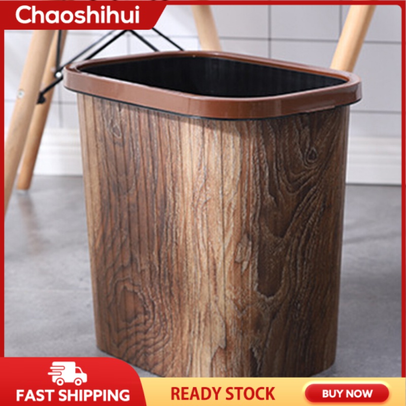 1Pc Home Emulation Simple Trash Can Large Capacity Waste Bin with Pressure Ring