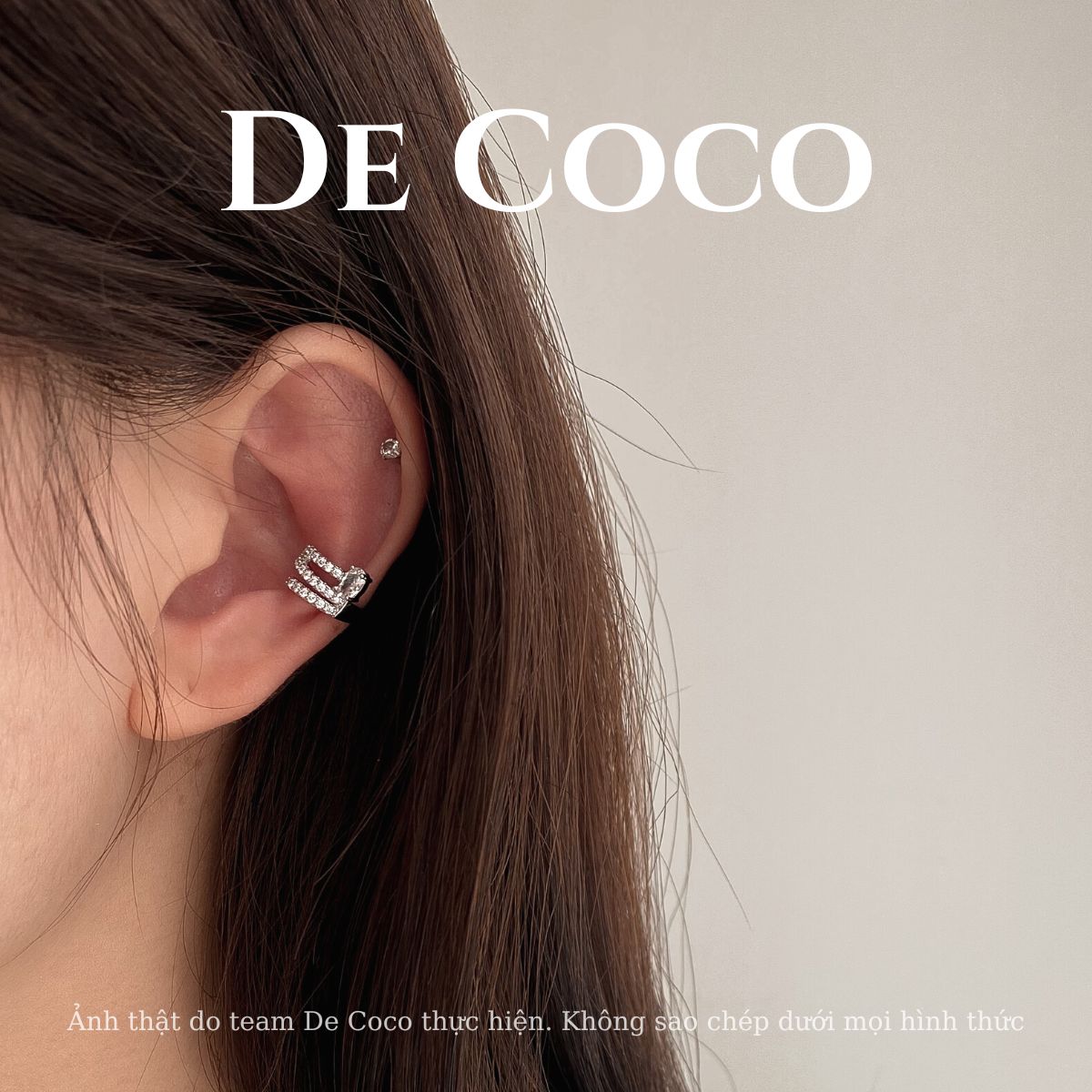 Khuyên tai kẹp vành đính đá Zena De Coco