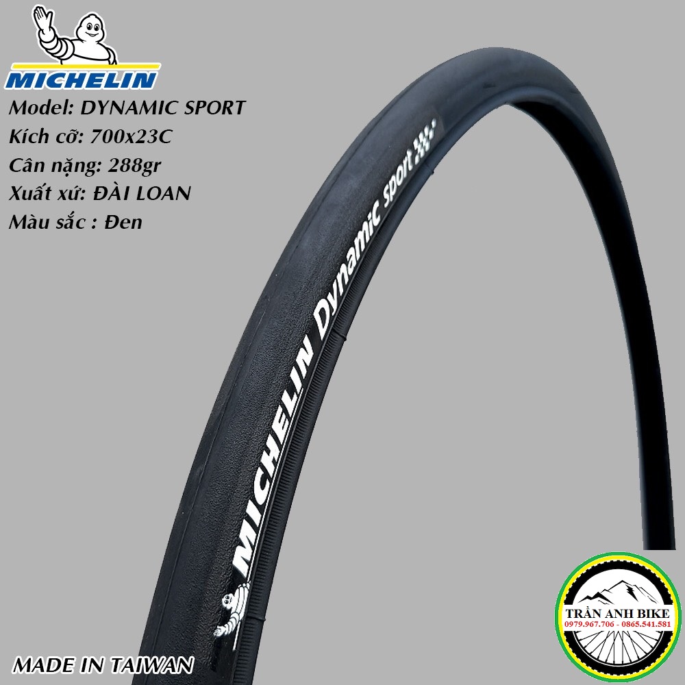 Vỏ lốp trọc xe đạp michelin dynamic sport 700c x 23/25/28