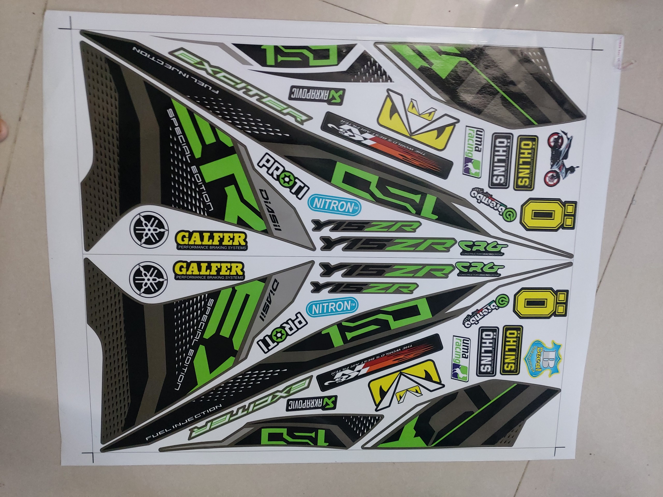 Tem exciter 150 y15zr dán xe xám