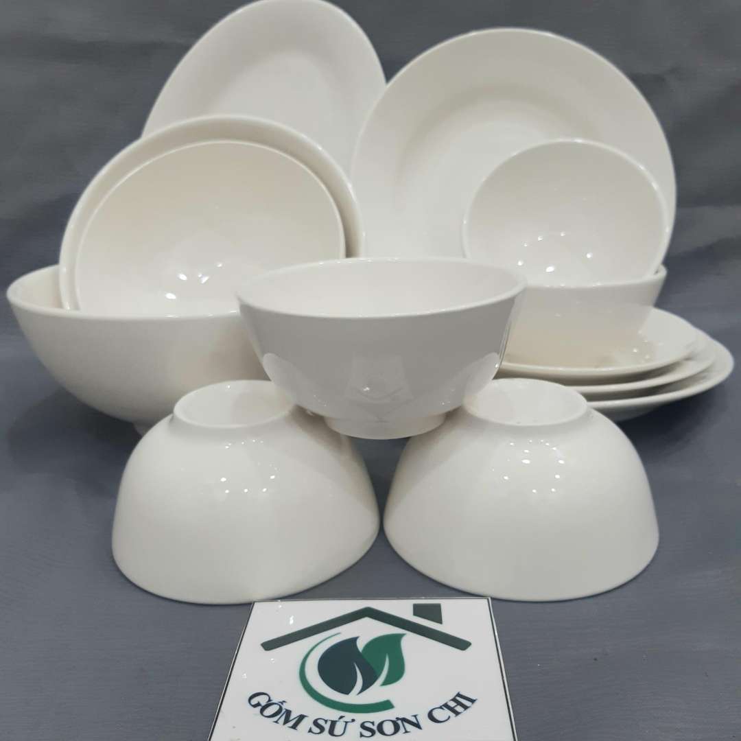 BỘ CHÉN TÔ DĨA TRẮNG lẻ món- bộ bàn ăn (chén ăn cơm, tô 3 size, dĩa 5 size)
