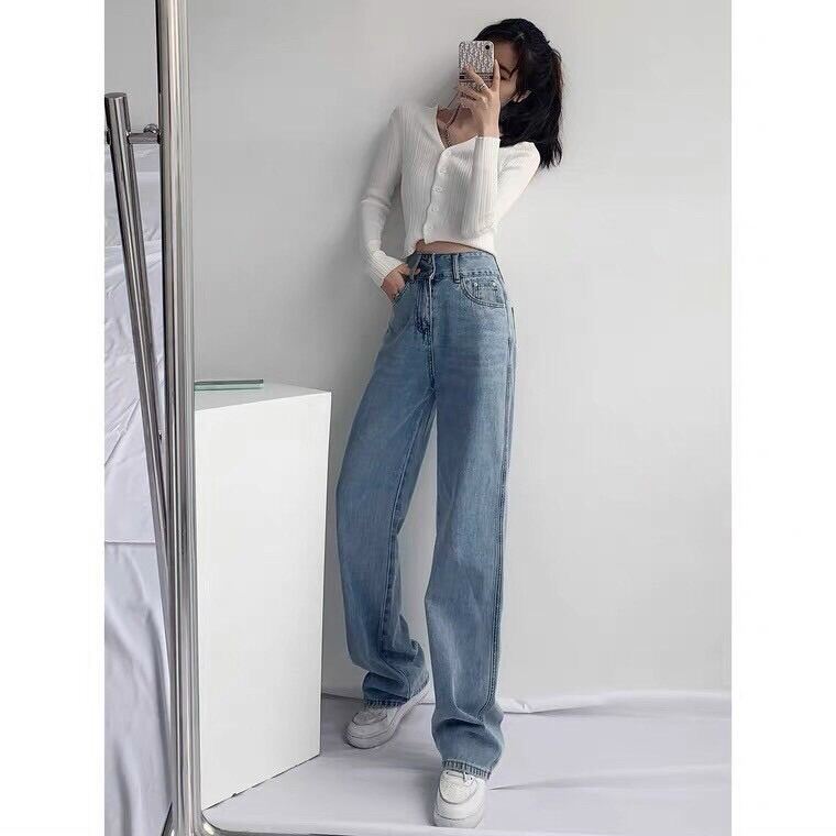 Baggy Jeans Ống Suông 2 Nút