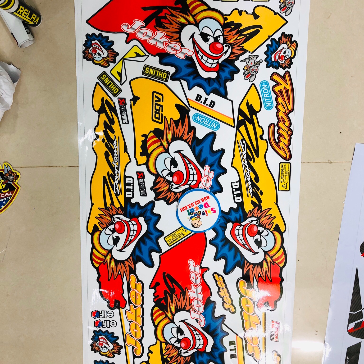 Tem rời ex 150 Chú hề Joker dán xe đen