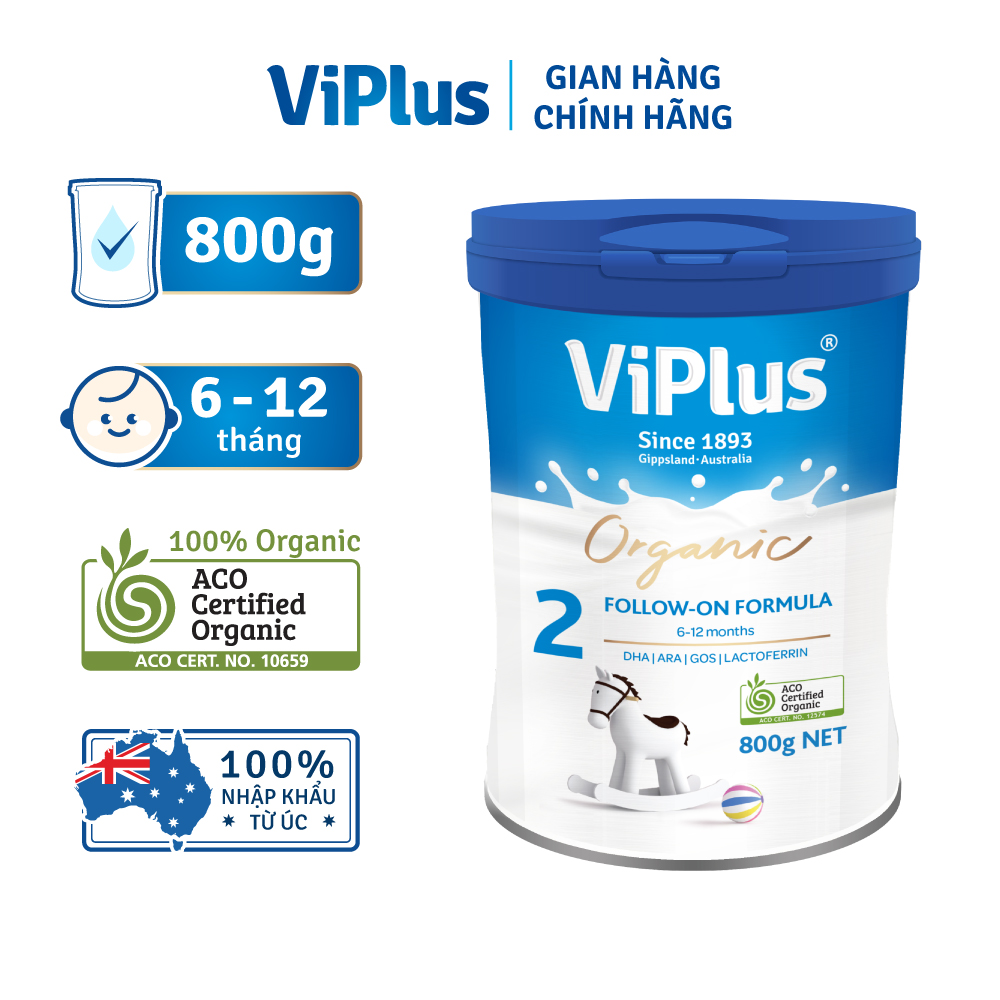 Sữa Bột Công Thức Hữu Cơ Viplus Organic Số 2 800g (6 Đến 12 Tháng) - Date 07.2023