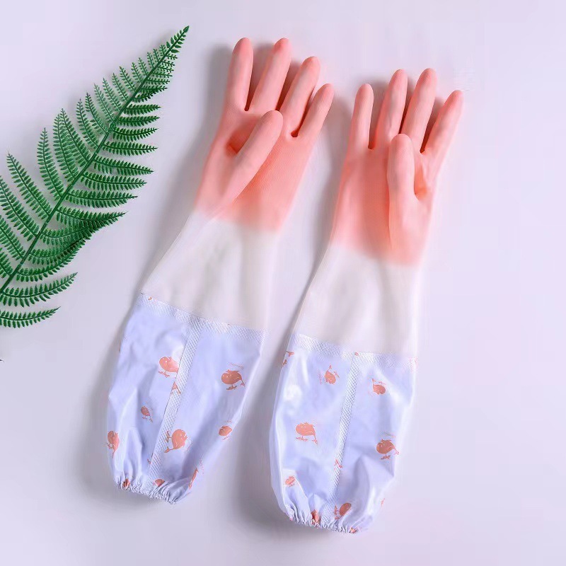 Găng tay rửa bát siêu dai, có lót nỉ , cổ tay bo trun in hình cá heo, siêu bền, chống gãy nứt, bảo vệ da tay