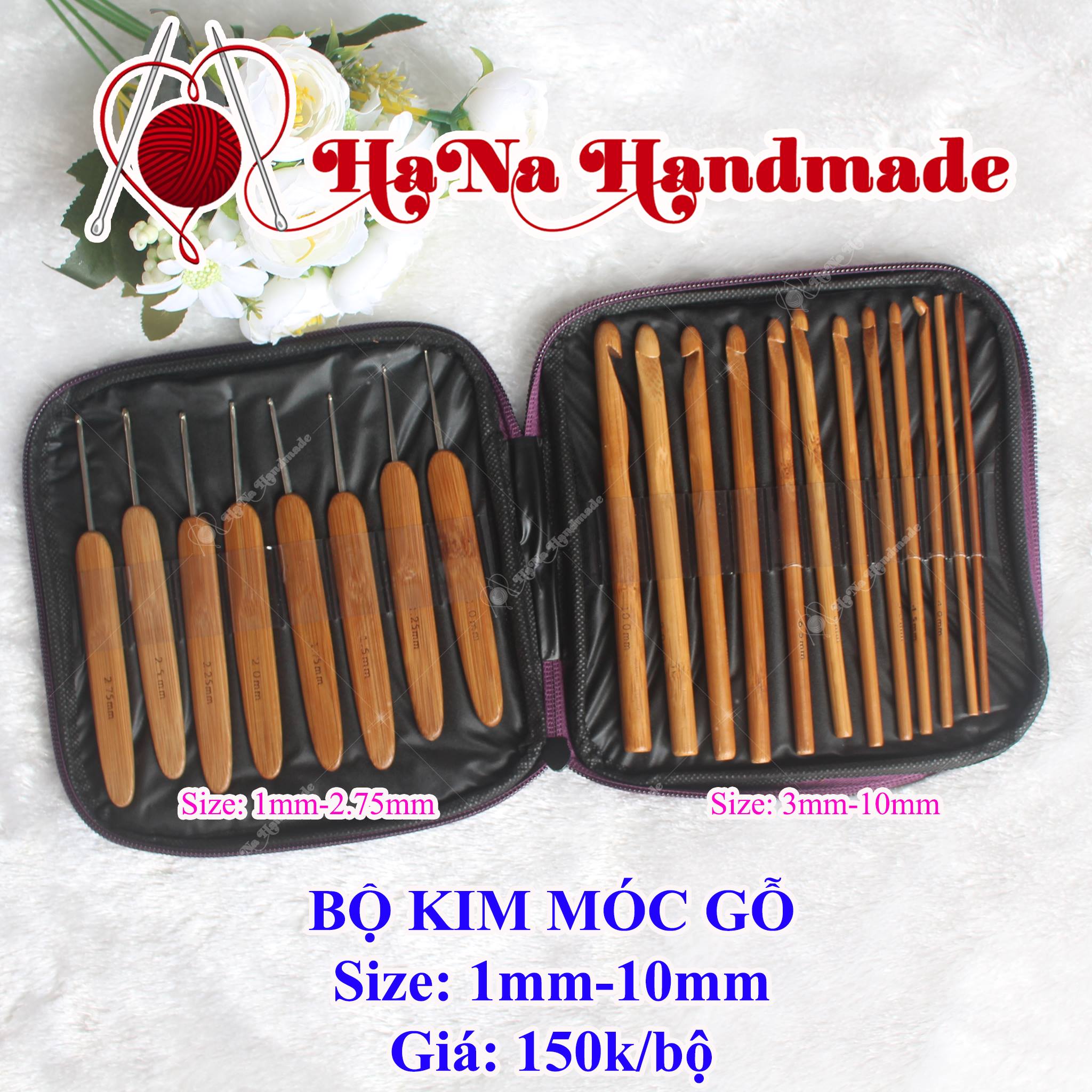 Bộ kim móc cán gỗ 150k/ bộ