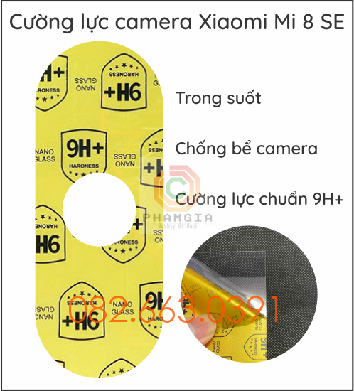 Cường lực camera Xiaomi Mi 8 se nano siêu bền