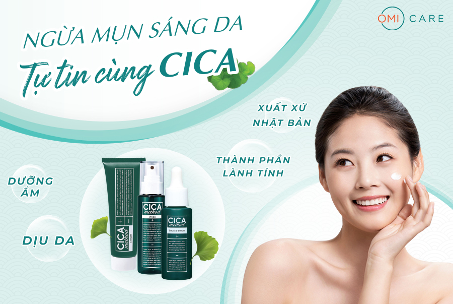 Combo chăm sóc toàn diện cho da mụn Cica Method (Kem dưỡng, tinh chất và xịt phun sương)