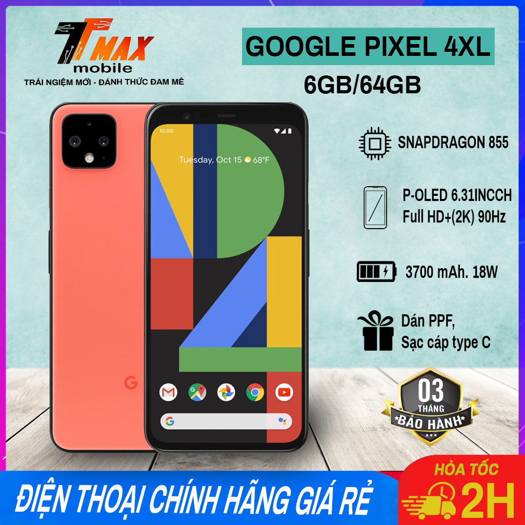 Điện thoại Google Pixel 4 Xl Quốc tế 2 Sim Snapdragon 855 6GB/64G android thuần mượt mà, camera đỉnh
