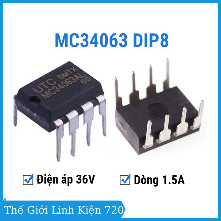 Mc34063 dip8 36v 1.5a - ic nguồn chuyển đổi điện áp dc – dc