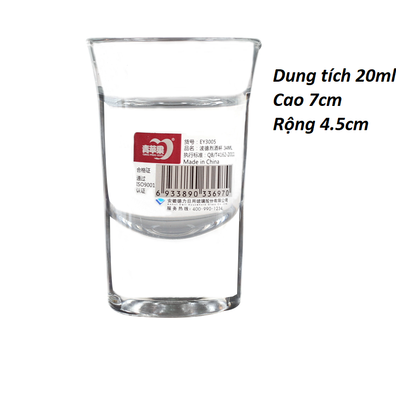 Bộ 6 ly rượu shot thủy tinh cao cấp 34ml, ly uống rượu đế dày wine glass